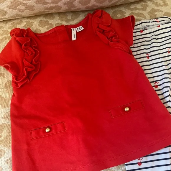 Janie & Jack Cherry Red Outfit 18-24M - Picture 2 of 9